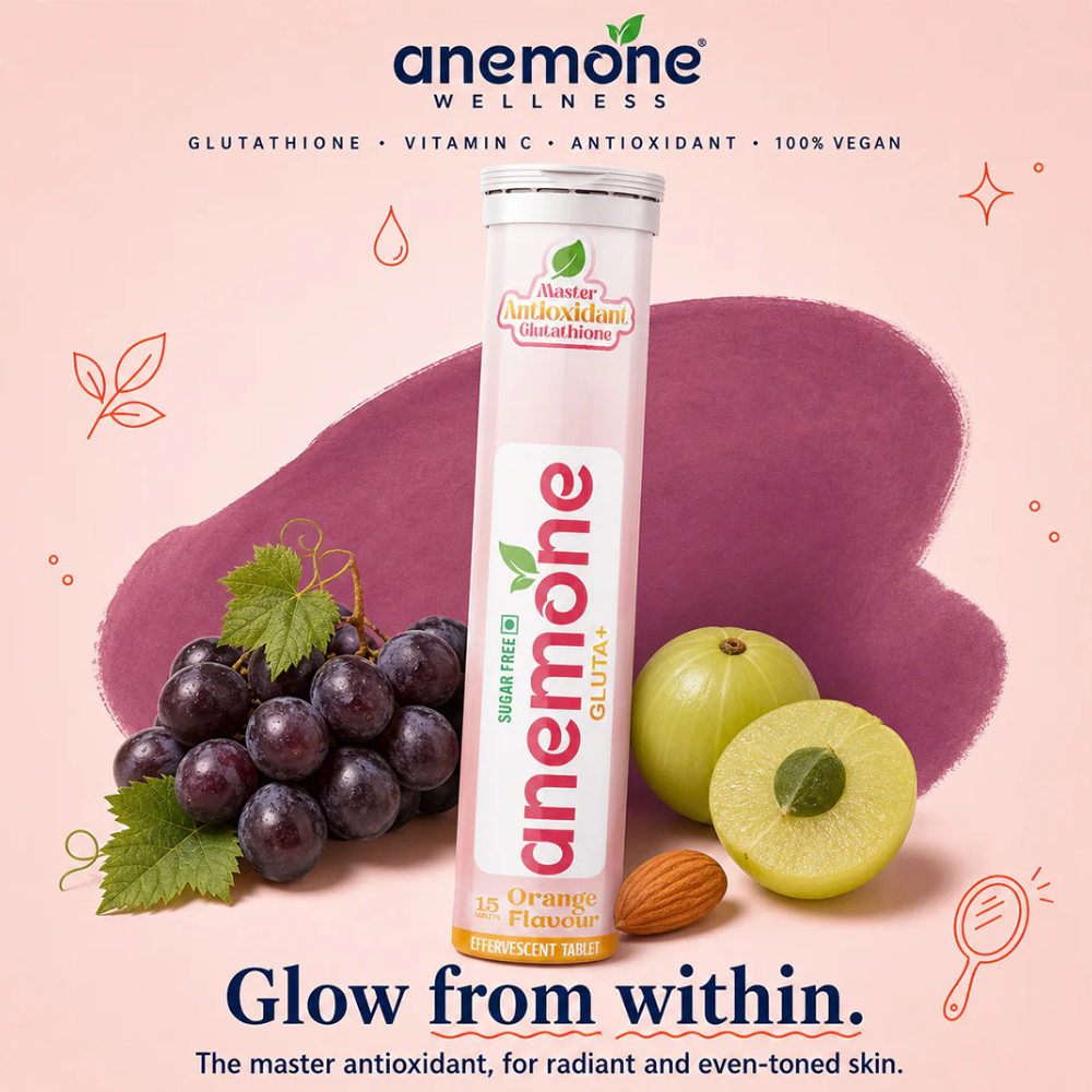 anemone Gluta+ Antioxidant Glutathione Orange Flavoured Effervescent Tablets, glowing skin, Sugar Free, 15 Tablets - Image 4