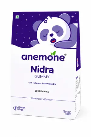 anemone Nidra Sleep Gummies | Melatonin & Ashwagandha | Strawberry Flavour | 30 Vegan Gummies | Gluten Free